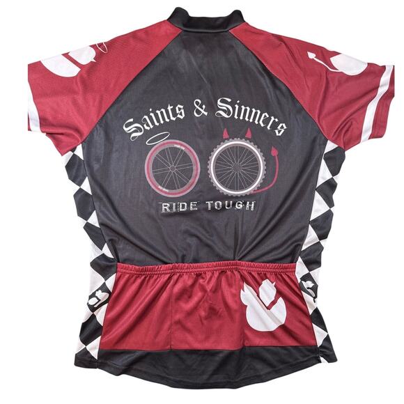 Tough Chik Tops - Tough Chik 3XL Cycling Jersey Saints Sinners Ride Tough Black Red Women's
